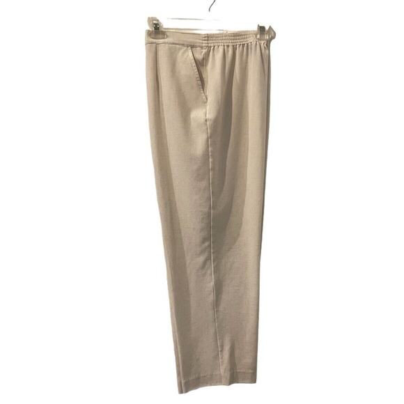 3 for $25-Koret Women's Beige Elastic Waist PolyRayonLinen Pull PantsSize 14PS - Picture 2 of 7